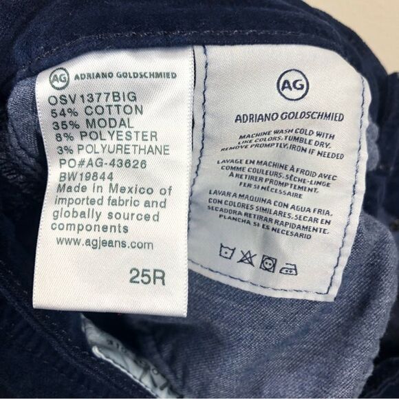 Anthropologie AG Adriano Goldschmied Stevie Ankle Slim Straight Velvet Jean 25 - Picture 7 of 7